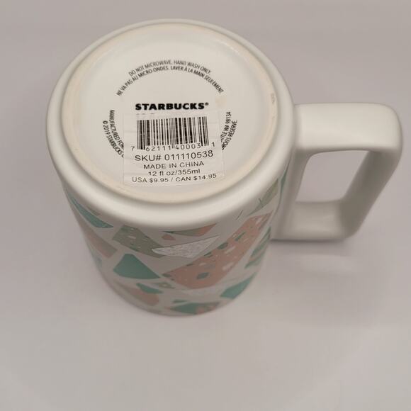 Starbucks 2019 Terazzo Pastel Pink Aqua Mosaic 12oz Coffee Mug Cup BNWT - Picture 4 of 4